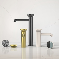 Robinet mitigeur d'eau de bassin chaud et froid en laiton au design moderne, monté sur le pont pour salle de bain, lavabo, évier, nouveauté, vanne en céramique