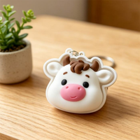 Porte-clés en plastique imprimé en 3D en forme de vache ou de cochon de dessin animé, anti-stress, à pression, pour cadeau