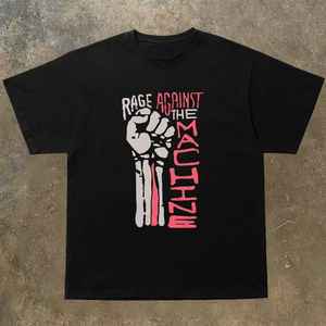 Camiseta <span class=keywords><strong>Rage</strong></span> Against The Machine Band Hand Up, camiseta Unisex, camiseta para hombre, camiseta negra informal con cuello redondo, camiseta de algodón para hombre y mujer, verano - Product Image 5
