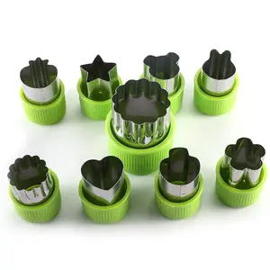 Manjia Bpa Gratis 9Pcs Bloem Ster Cartoon Dieren Mini Pie Fruit Cookie Stempel Mallen Kid Rvs Groentensnijder