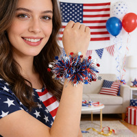 Bracelet en bande PET fin à étoile à cinq branches, coloré, pour la décoration du poignet, pour le 250e anniversaire du Jour de l'Indépendance des États-Unis