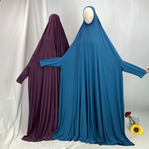 Jilbab de prière islamique traditionnel basique une pièce longueur intégrale en jersey extensible premium 6841 # - Product Image 4