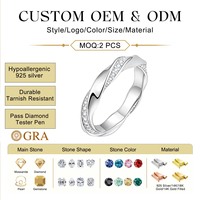 Bague d'éternité torsadée simple en argent sterling 925 avec moissanite ronde couleur D VVS1 pour femme, bijoux de fabricant