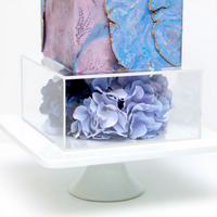 Support à gâteau transparent carré en acrylique, remplissable, à étages, pour mariage, anniversaire, banquet, décoration d'hôtel