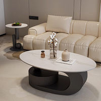Table basse ovale moderne en pierre de luxe italienne, portable, avec rangement, pour petit salon, meubles de maison