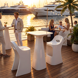 2026 New Design Modern White Bar Chair Outdoor Lounge Seating Curved Backless <b>Stool</b> for Balcony Terrace Hotel Cafe - Product Image 5