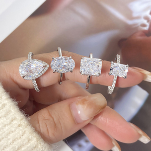 925 Sterling bạc sang trọng của phụ nữ tham gia và nhẫn cưới cổ điển phong cách cổ điển với 8A <span class=keywords><strong>Zircon</strong></span> kim cương Rhodium mạ - Product Image 4