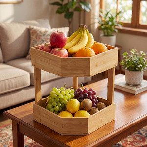 Organisateur d'<span class=keywords><strong>angle</strong></span> 2 niveaux en <span class=keywords><strong>bambou</strong></span> pour garde-manger, légumes, fruits et appareils de cuisine – Multi-usages - Product Image 1