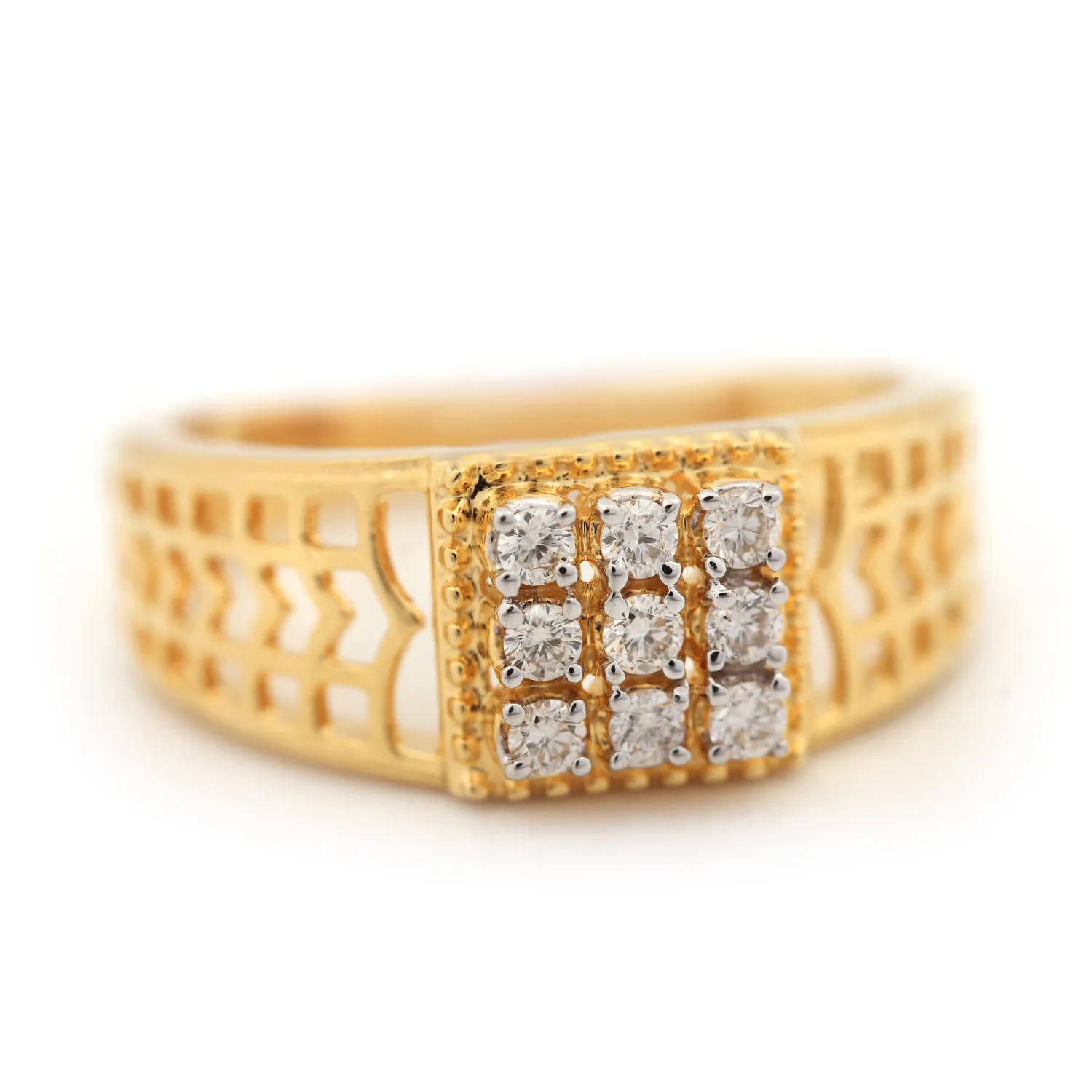 China OEM Solid Gold Men's Ring Fine Jewelry Real Gold Diamond Ring
