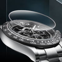 Reloj Cronógrafo Mecánico Automático Bonest Gatti con Bisel de Carbono Forjado, Correa de Acero Inoxidable, Cristal de Zafiro, Resistente al Agua BG8019