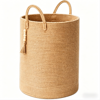 Panier de rangement rustique en corde de coton tressée, écologique, fait main, avec poignée durable, best-seller