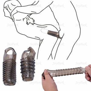 JoyPark Hochwertiger, weicher, phthalat freier Penis-Penis vergrößerung sring mit gepunkteten Ärmeln, <span class=keywords><strong>Spike</strong></span>-Ejakulation verzögerung kondom für Männer - Product Image 2