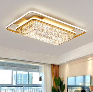 Đèn trần pha lê tròn vàng gắn nổi hình chữ nhật màu trắng ánh sáng tự nhiên dùng cho chiếu sáng trong nhà - Product Image 5