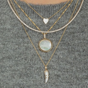 Collar de Latón con Baño de <span class=keywords><strong>Oro</strong></span> de 18k y Madreperla en Forma de Corazón <span class=keywords><strong>para</strong></span> Mujer, Éxito de Ventas de Gemnel Party - Product Image 2