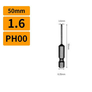 No. 72050 S2 Acero 50mm Magnético Phillips Destornillador Bit PH00-PH2 >6kgs Torque 60HRC Tratamiento térmico DIY Grado industrial OEM - Product Image 2