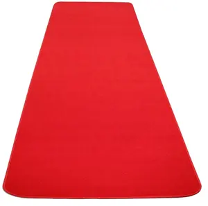 Factory Hallway Exhibition Birthday Event Stage Custom Heavy Plain Thick Red Carpet Anti-slip Backing Red Carpet For Weddings