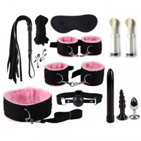 Ensemble d'accessoires de bondage, kit BDSM avec menottes, fouet, bâillon, plug anal