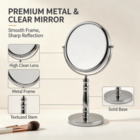 Miroir de maquillage double face personnalisé avec logo, 7 pouces, en métal, rond, sur pied, grossissant, pour table de maquillage
