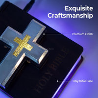 Lampe Croix Lumineuse Lévitationnelle, Support de Présentation de Bible Flottant et Rotatif, Veilleuse Créative Unissant Foi et Technologie
