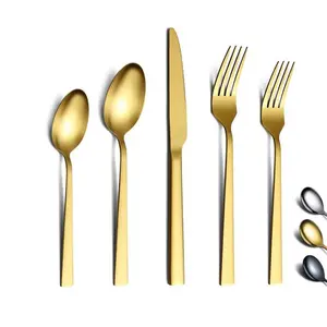 مجموعة أدوات مائدة ذهبية عالية الجودة من الفولاذ المقاوم للصدأ مجموعة أدوات مائدة غير لامعة خدمة لـ 4
