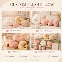 Coussin en peluche longue en coton PP personnalisé avec visage de chat, mignon coussin animal en peluche, cadeau personnalisé pour les amoureux des animaux OEM ODM