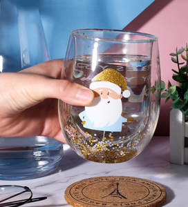 <span class=keywords><strong>Tasse</strong></span> en verre sans pied à <span class=keywords><strong>double</strong></span> <span class=keywords><strong>paroi</strong></span> design d'arbre de Noël de 300ml - Product Image 4