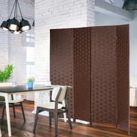 Paravent en bambou chinois Antique de couleur marron foncé, Paravent à 4 panneaux