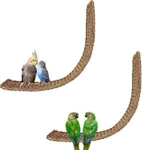 Jaring Tidur Burung Anyaman Rumput Alami, Tikar Panjat Tali, Mainan Kunyah, Aksesoris Kandang untuk Burung Beo, <span class=keywords><strong>Cockatiel</strong></span> & Hewan Peliharaan Kecil - Product Image 1