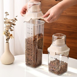 Conteneur de stockage d'aliments pour animaux de compagnie sous vide MIXWARES - 1-2L, baril en plastique anti-humidité avec tasse graduée, organisateur de rangement domestique - Product Image 2