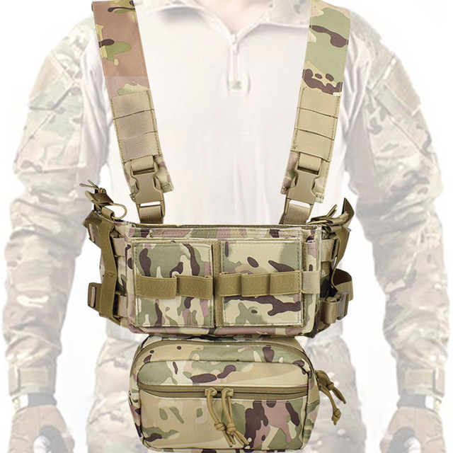 Tactical Vest Chest Rig Outdoor Activities Safety Molle System Camo Pouch Harness 1000D Nylon