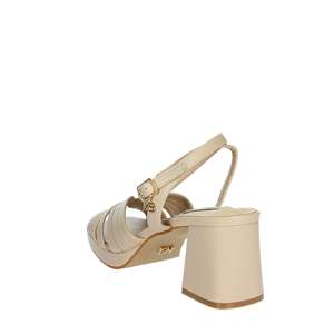Sandalias de Tacón para Mujer Miabelle MB74 Color Crema con Tiras y Correa en el Tobillo, Tacón Cuadrado, Zapatos de Verano - Product Image 2