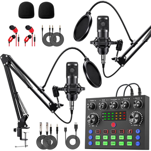 Professional Wired Condenser <b>Microphone</b> Kit Sound Card-Noise Cancelling LED Lighting Lightweight 1 Year Warranty Conference Use - Product Image 1