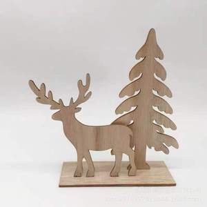 Décoration de Noël en bois, sapin et cerf découpés au laser, à suspendre pour la décoration de la maison pendant les fêtes - Product Image 4