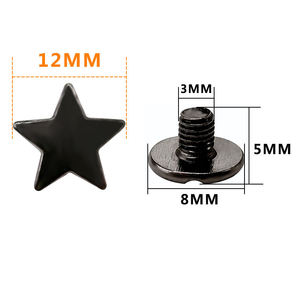 Tachuelas de <span class=keywords><strong>Metal</strong></span> Punk de moda, remaches traseros de tornillo en forma de estrella de 12mm para ropa DIY, zapatos, decoración de equipaje (aleación de Zinc, chapado en plata) - Product Image 4
