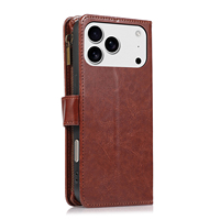 Étui portefeuille de luxe en cuir PU avec fermeture éclair, dragonne et 9 emplacements pour cartes pour iPhone 18 17 16 15 14 13 11 Pro Max Plus Air