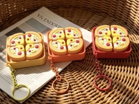 Niedlicher, realistischer PVC-Schlüsselanhänger: Gedämpfte Brötchen und Obst – Stressabbau-Druckknopf-Taschenanhänger, Dekompressionsspielzeug, Geschenk