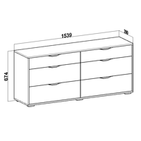 Chêne et blanc 6 tiroirs Double poitrine commode salon chambre vêtements tiroir assemblé commode rangement organisateur armoire