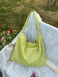Bolsa de Compras Geométrica de Lona de Algodón Personalizada, Bolsa de Mano con Diseño de Rejilla, Bolsos de Hombro de Gran Capacidad para Viaje - Product Image 3
