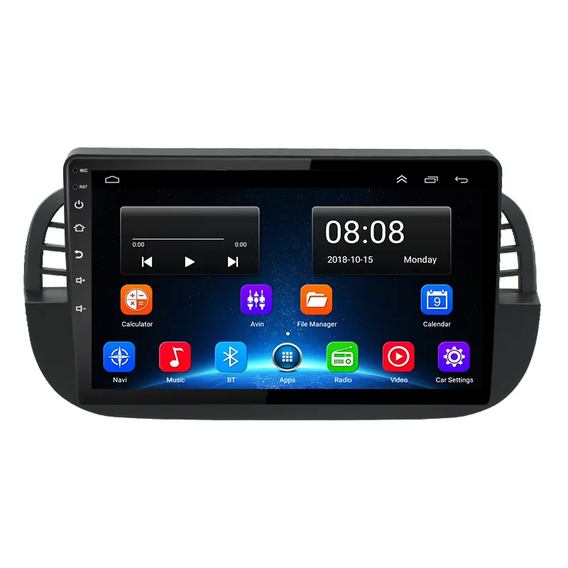 Lettore multimediale per auto autoradio Android per FIAT 500 2007-2015 Fascia Frame Dash Kit 2 Din Car Stereo Audio Player