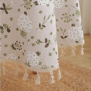 <span class=keywords><strong>Mantel</strong></span> Redondo de Lino y Algodón <span class=keywords><strong>con</strong></span> Estampado Floral Personalizado y Borlas para Decoración de Fiestas y Fondos Fotográficos - Product Image 2