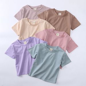 Verano niños color sólido pulóver manga corta niños camiseta algodón ropa de bebé - Product Image 2