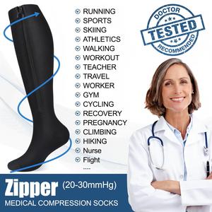 Chaussettes <span class=keywords><strong>de</strong></span> compression graduée à fermeture éclair 20-30 mmHg personnalisées en gros sous marque privée, chaussettes <span class=keywords><strong>de</strong></span> compression médicale pour diabétiques et la circulation - Product Image 5
