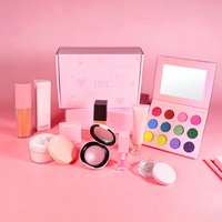 Kit de maquillage végétalien DIY pour la Saint-Valentin avec logo personnalisé, comprenant fond de teint, illuminateur, crayon à sourcils, baume démaquillant