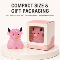 Jouet Squishy Vache des Highlands Rose Doux pour Enfants, Jouet Sensoriel à Remontée Lente pour Soulager l'Anxiété, Cadeau Unique