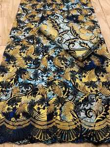 Nouveau modèle de tissu Ankara <span class=keywords><strong>en</strong></span> coton peigné brodé africain, style imprimé wax, 100 % coton, avec sequins, pour filles et garçons, poids moyen - Product Image 2