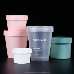 Cosmetic sugar plastic pp fancy 50g 100g 200g 250g 8oz cream containers bottle 250ml with liner spoon