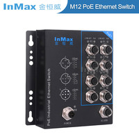 InMax Fabricant Commutateur M12 D-code EN50155 Commutateur de réseau Ethernet industriel ferroviaire 8 ports 10/100Mbps PoE M12