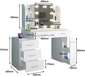 Table de maquillage moderne de luxe <span class=keywords><strong>pour</strong></span> chambre à coucher avec miroir LED et tiroir lumineux, table de maquillage <span class=keywords><strong>pour</strong></span> chambre à coucher - Product Image 3