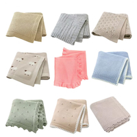 Versátil 100% algodón tejido Crochet Heirloom cochecito cuna Swaddle niño manta punto cuatro estaciones uso diseño perforado