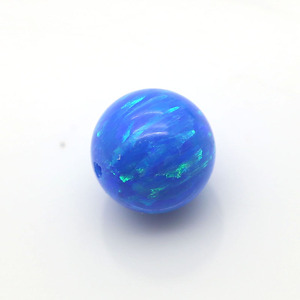 Cuentas redondas de ópalo sintético con medio orificio/sin orificio/orificio completo, ópalo de fuego azul, piedras preciosas sueltas para joyería - Product Image 2